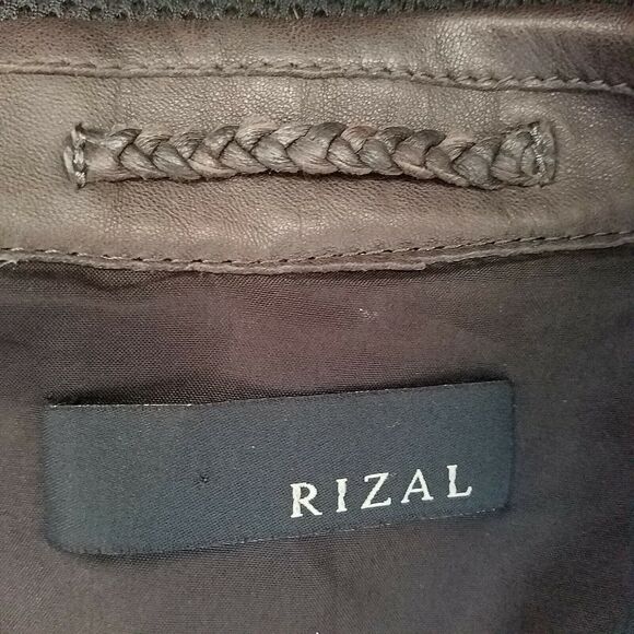 Rizal Womens  Leather Jacket brown collar button down pockets sz 2-4 S - Picture 9 of 10